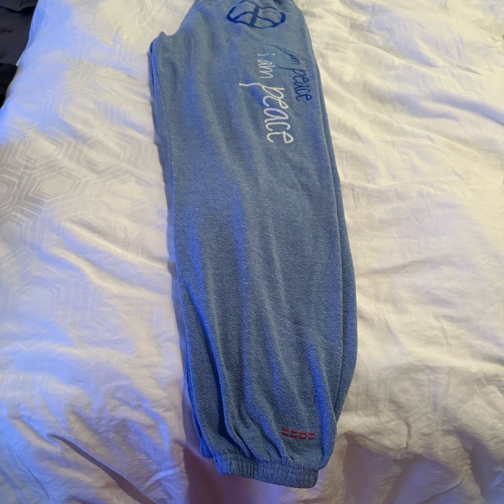 Blue Lounge Pants with Peace Design - Picture 4 of 8